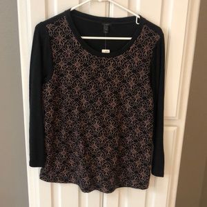 J Crew embroidered long sleeve tee